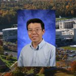 Dr. Rongling Wu, distinguished professor of public health sciences and statistics, and director, Center for Statistical Genetics, was recently named a Fellow of the American Association for the Advancement of Science. Wu is pictured in a blue dress shirt, in front of a deep blue photo background. His picture is overlaid on an aerial view of the Penn State College of Medicine campus.