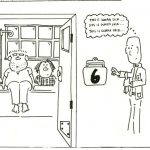 Fourth-year medical students at Penn State College of Medicine who are enrolled in the Humanities selective Graphic Storytelling and Medical Narratives create illustrated depictions of their medical school experiences, like the one seen above, titled "Braveheart" and created by Nikhil Patel, MD. The cartoon panel displays a medical student standing outside a patient room thinking "This is gonna suck."