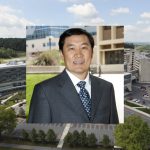 A photo of Dr. Thomas Y. Ma superimposed over an aerial view of the Hershey Medical Center and Penn State College of Medicine campus.