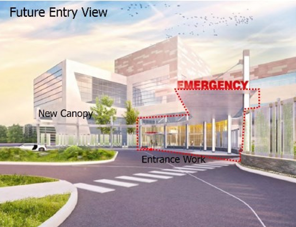 An artist's rendering of the renovated Emergency Department entrance at the Milton S. Hershey Medical Center.