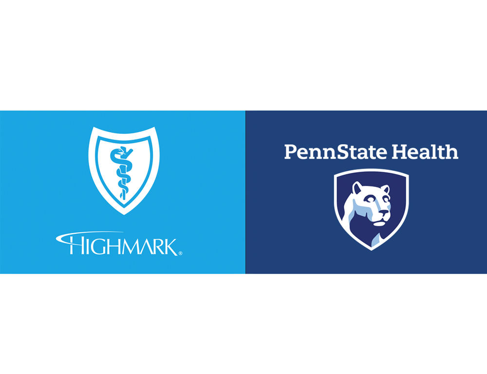 The Highmark Health logo and Penn State Health logo appear side by side, on a white backdrop.
