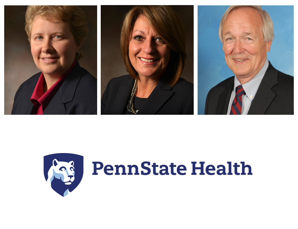 The photos of three people -- two women and one man -- are side-by-side. The Penn State Health logo appears beneath them.
