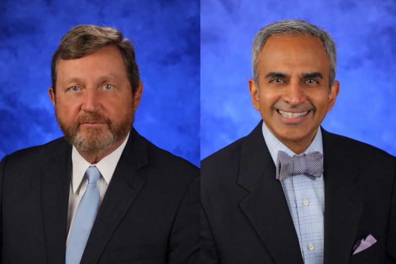 Side-by-side headshots of Dr. Robert Harbaugh and Dr. Krish Sathian.