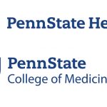 The Penn State Health logo is stacked above the Penn State College of Medicine logo. Both logos feature the Nittany Lion inside a shield.