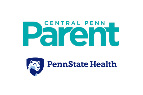 The Central Penn Parent logo is stacked just above the Penn State Health logo.