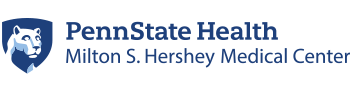 Penn State Health Milton S. Hershey Medical Center's logo depicts Penn State's signature Nittany Lion shield next to the institution's name.
