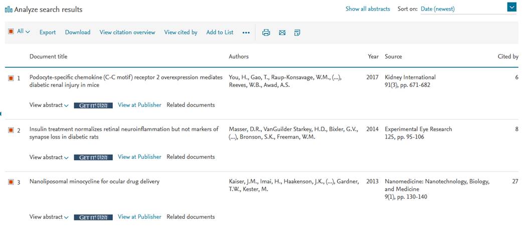 Search results are seen in the Scopus tool.
