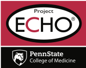 The logo for Penn State Project ECHO includes an oval with the words Project ECHO in it in large type. Penn State College of Medicine's logo appears below.