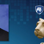 John Morahan, wearing a suit, is pictured on a background next to a statue of the Penn State Nittany Lion and the Penn State Health St. Joseph logo.
