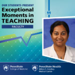 The image is a graphic that includes a photo of Dr. Kanthi Bangalore Krishna with the words Our Students Present Exceptional Moments in TEACHING Faculty