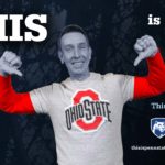Image shows Dr. Kevin Black in Ohio State gear and the Penn State Nittany Lion.