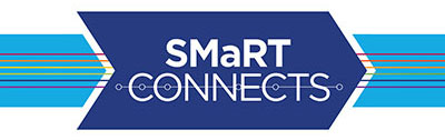 The logo for the SMaRT Connects series includes the series name inset into an arrow with colored lines running through it.