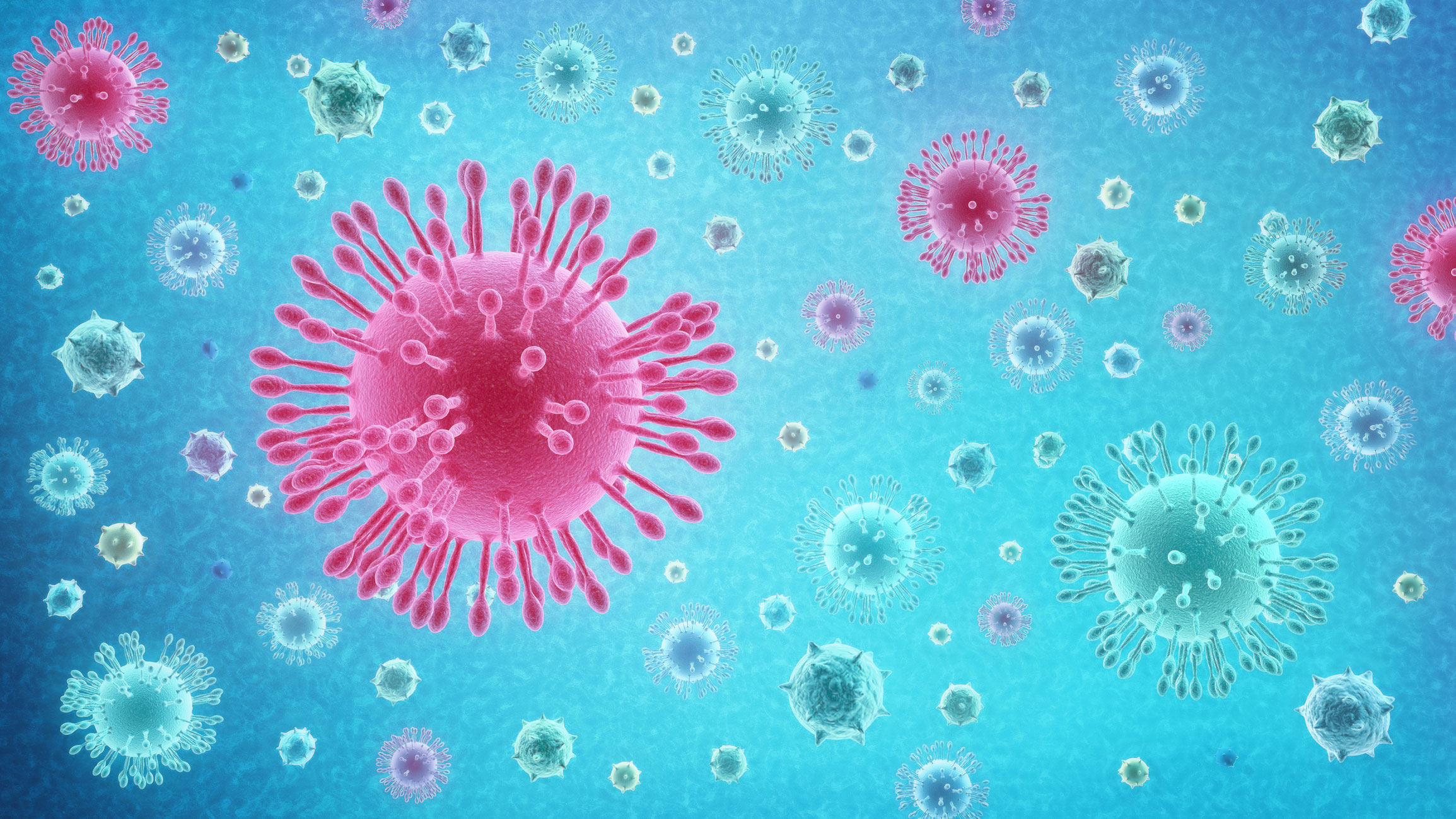 Conceptual illustration of the coronavirus as if it were observed from a microscope.