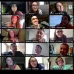 A screenshot shows a collage of the faces of 24 students on their webcams.
