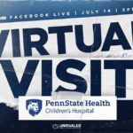 An illustration says Virtual Visit in large letters. Above it are the words “Facebook Live | July 14 | 3 p.m. Below the words is the Penn State Health Children's Hospital logo