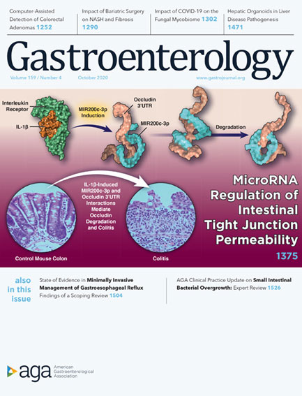 The cover of the October 2020 edition of the academic journal Gastroenterology.