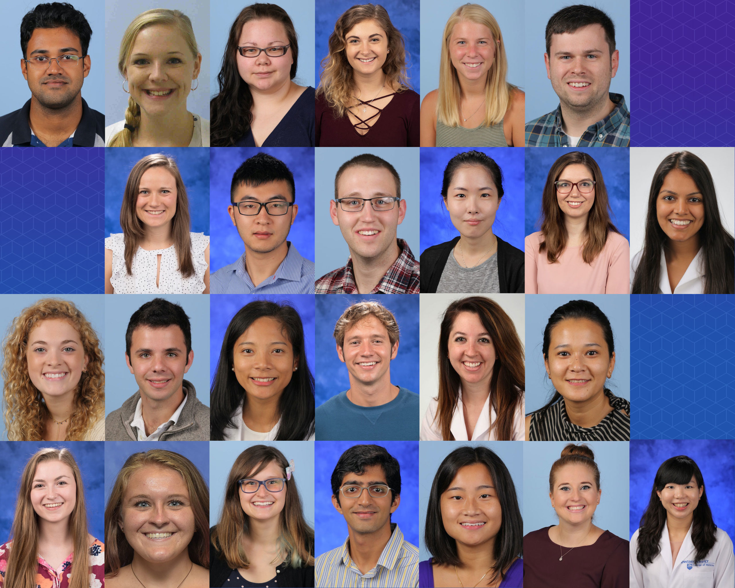 A collage shows professional head-and-shoulders photos of 25 Penn State College of Medicine graduate students.