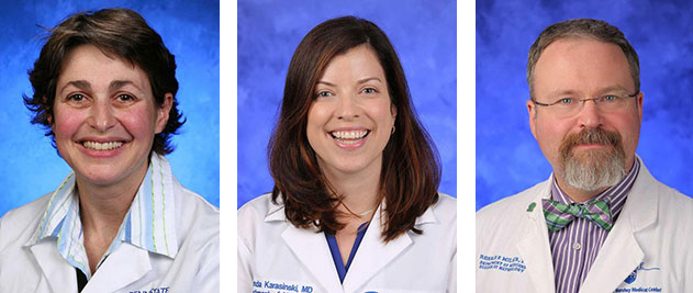 A collage of three head-and-shoulders professional photos of faculty in Penn State College of Medicine's Department of Medicine.