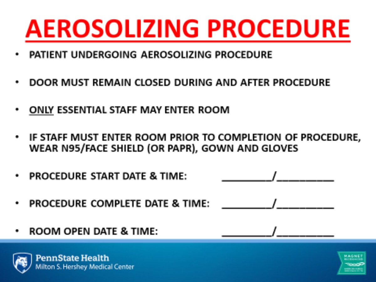 A Power Point slide details “Aerosolizing Procedure.”