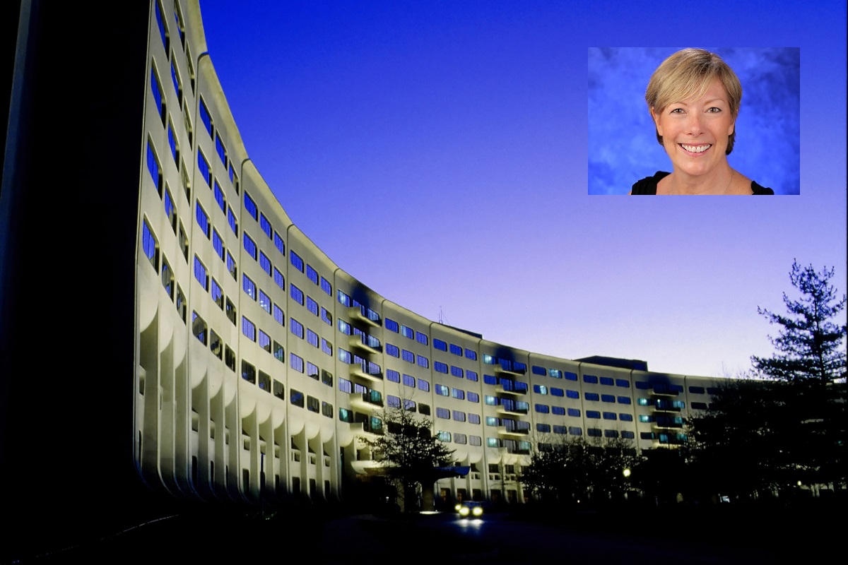 An image of the Penn State College of Medicine crescent includes a portrait of Kathryn Schmitz.
