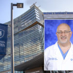A professional headshot of Dr. Behzad Soleimani is superimposed over a stock photo of Hershey Medical Center.