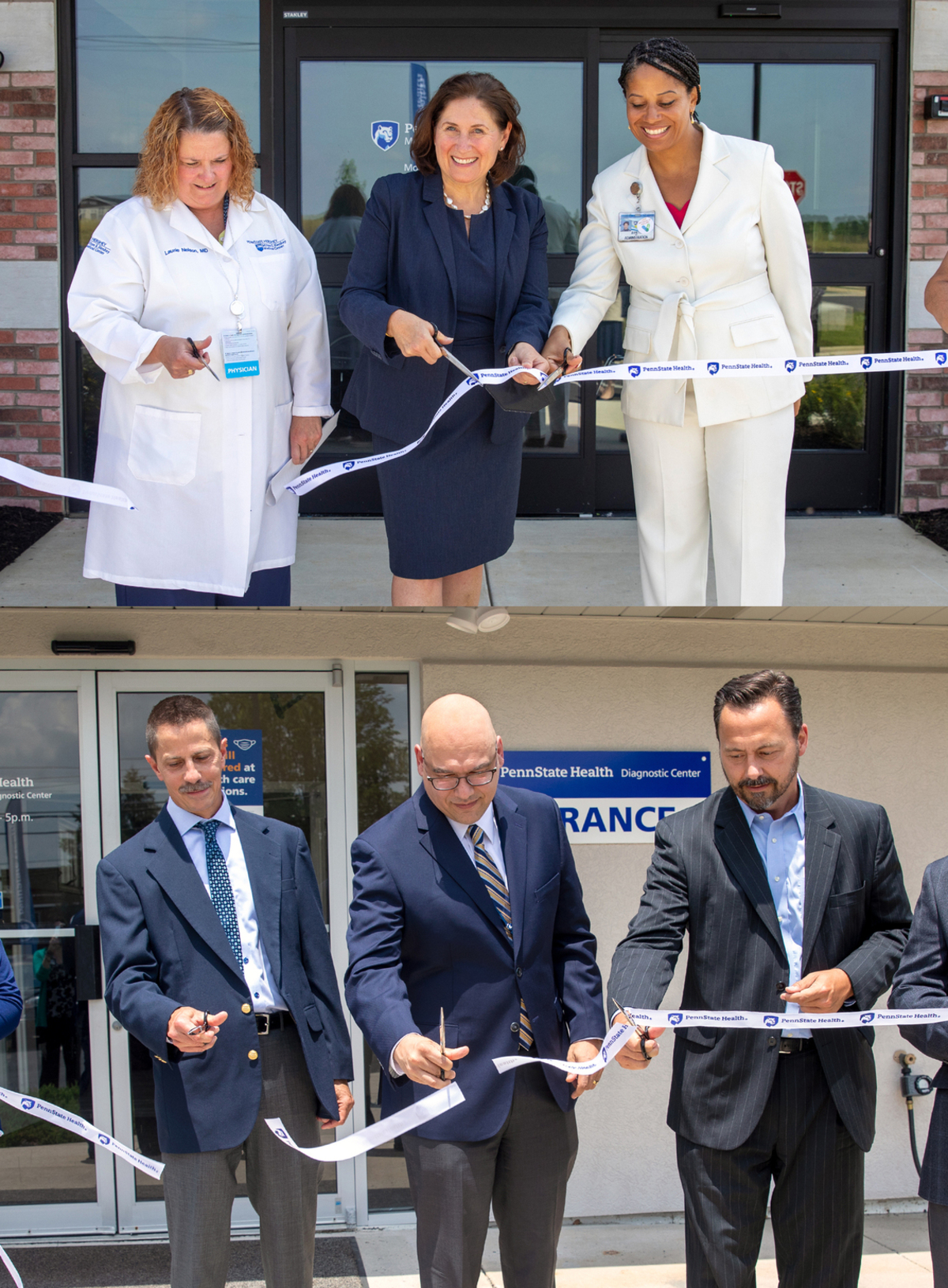 Staff cut ribbons at two new Penn State Health Medical Group locations.