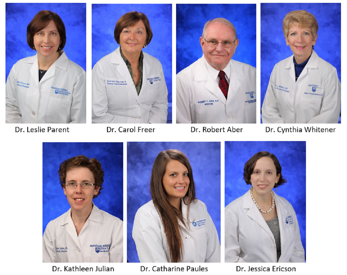 Portraits of seven doctors are shown.