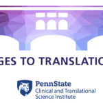 A stylized bridge with the Penn State Clinical and Translational Science Institute's logo at the bottom center and the words Bridges to Translation VII in between.