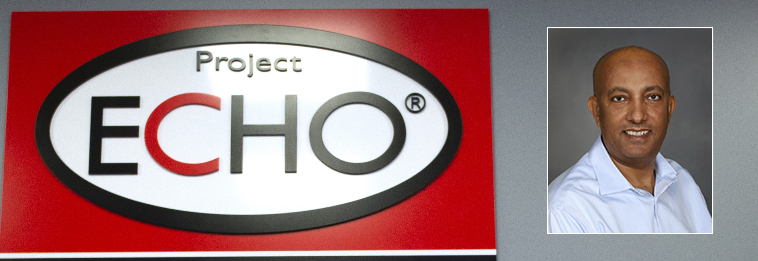 Project ECHO logo with a professional portrait of Yekalo Beyene.