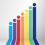 Rainbow-colored lines with dots.