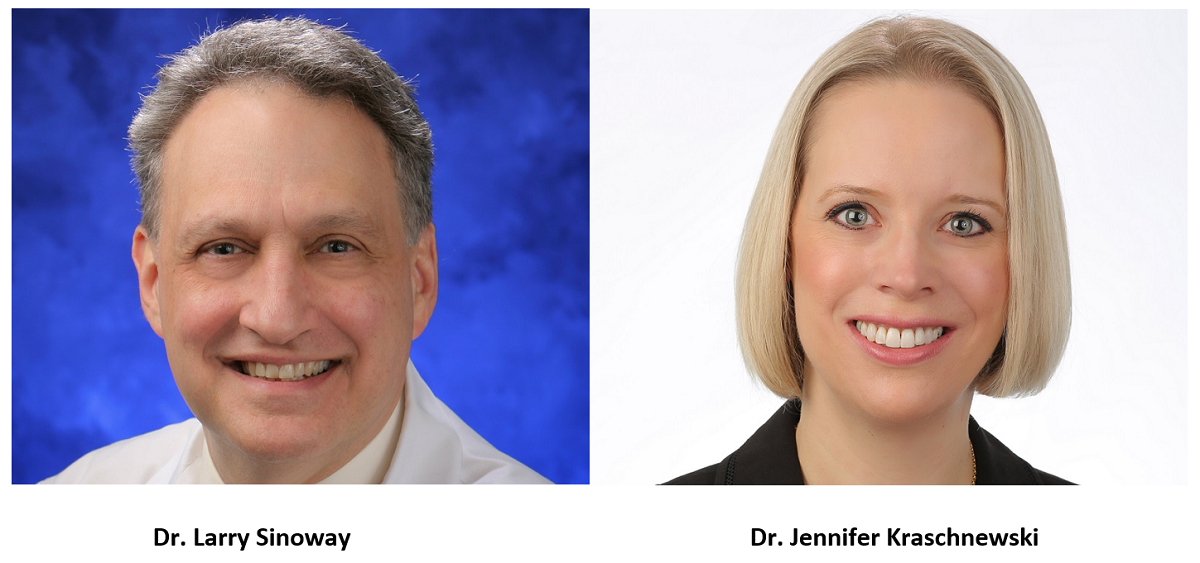 Portraits of Dr. Jennifer Kraschnewski and Dr. Larry Sinoway are shown.
