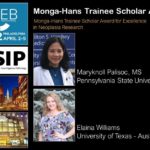 Monga-Hans Trainee Scholar Award poster with images of Maryknoll Linscott, MS, from Penn State and Elaina Williams from University of Texas-Austin.