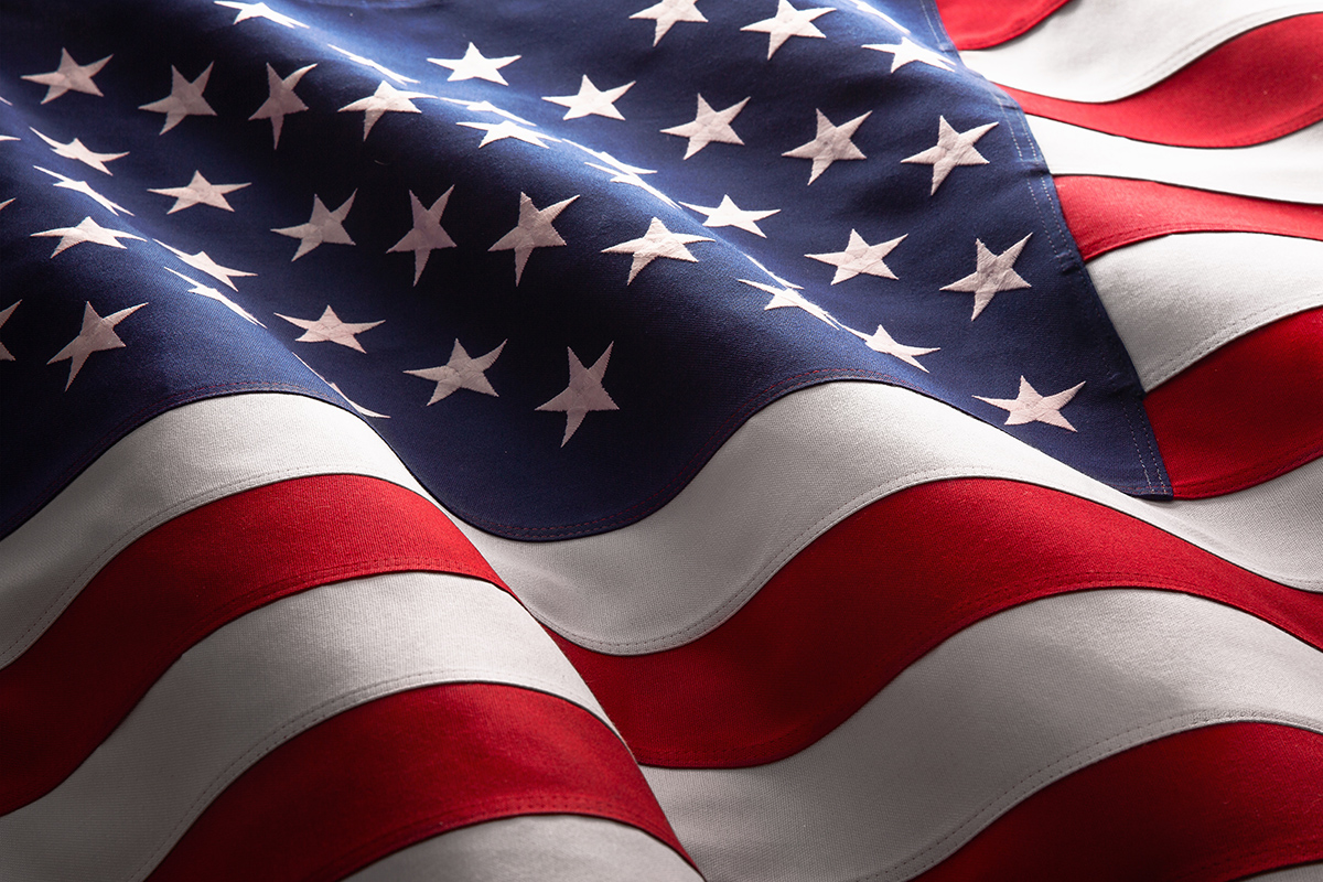 American flag rippling
