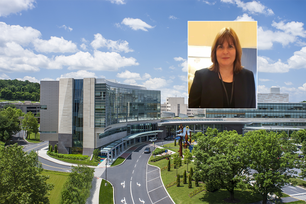 A portrait of Dr. Lidija Petrovic-Dovat is superimposed upon an image of Hershey Medical Center.