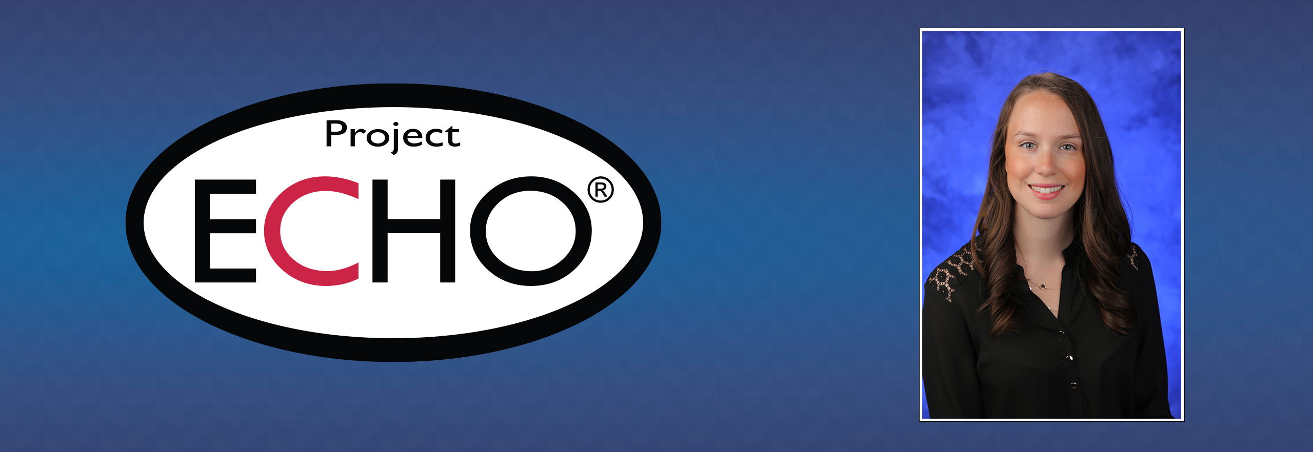 Project ECHO logo with a professional portrait of Kara Bowers