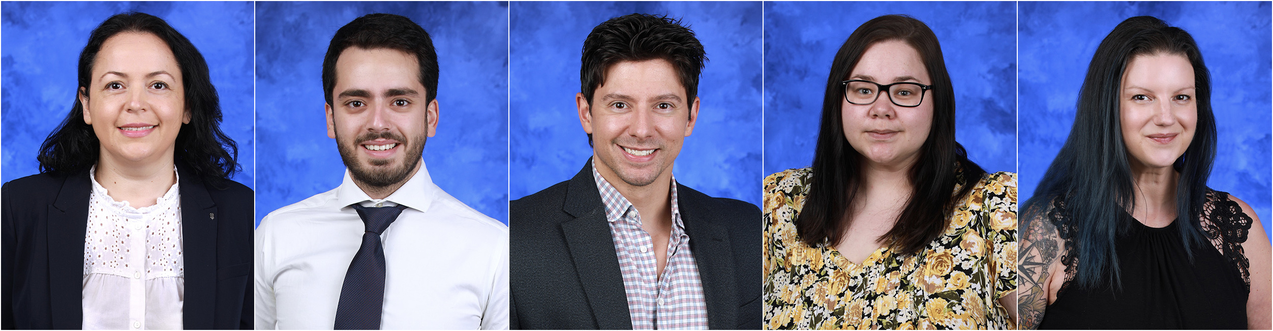 Row of professional headshots of Bilal Ardat, MD; Arjola Agolli, MBA, MD; Brandon Auer, PhD, MS; Melissa Butt, DrPH; and Amanda Keeler PhD.