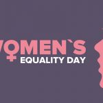 Illustration of woman’s head-and-neck profile next to words “Women’s Equality Day” and symbol for female.