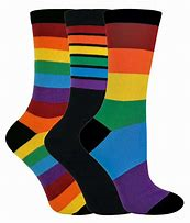 Illustration of three socks with rainbow colors