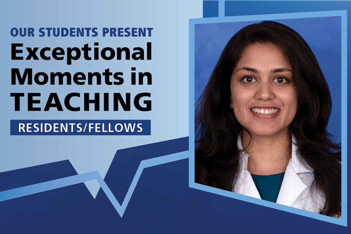 Graphic shows Dr. Pavitra Srinivasan next to the words Exceptional Moments in Teaching.