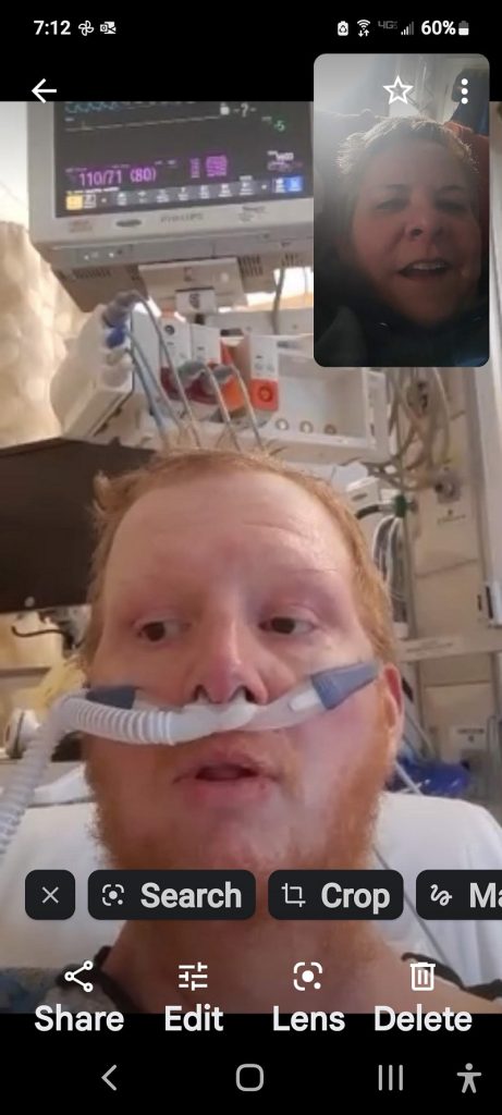 Submitted screen shot of a Facetime call with Brian Germann and his wife Mary, while he was recovering from COVID-19 at Penn State Health Holy Spirit Medical Center.