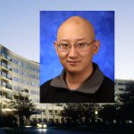 A head and shoulders professional portrait of Dajiang Liu, PhD, against a background image of Penn State College of Medicine.
