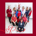 Group of hospital staff wearing red