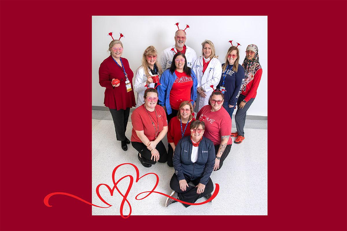 Group of hospital staff wearing red