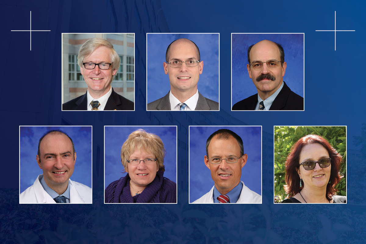 Head-and-shoulders portraits of Colin Barnstable, William Calo, Vernon Chinchilli, Daniela Zarnescu, Christopher Sciamanna, Jane Schubart and Sinisa Dovat