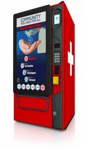 Concept art for a vending machine produced by SMRT1 that will deliver community health items. 