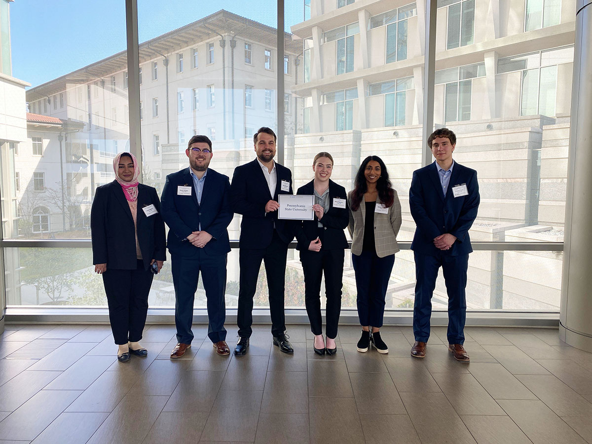(Left to right) Penn State students Laraib Mazhar, Noah Yeagley, Seth Wilkinson, Belle Peterson, Deepa Kadidahl, and Andrew Yeich competed in the Emory Morningside Global Health Case Competition in Atlanta on March 18.