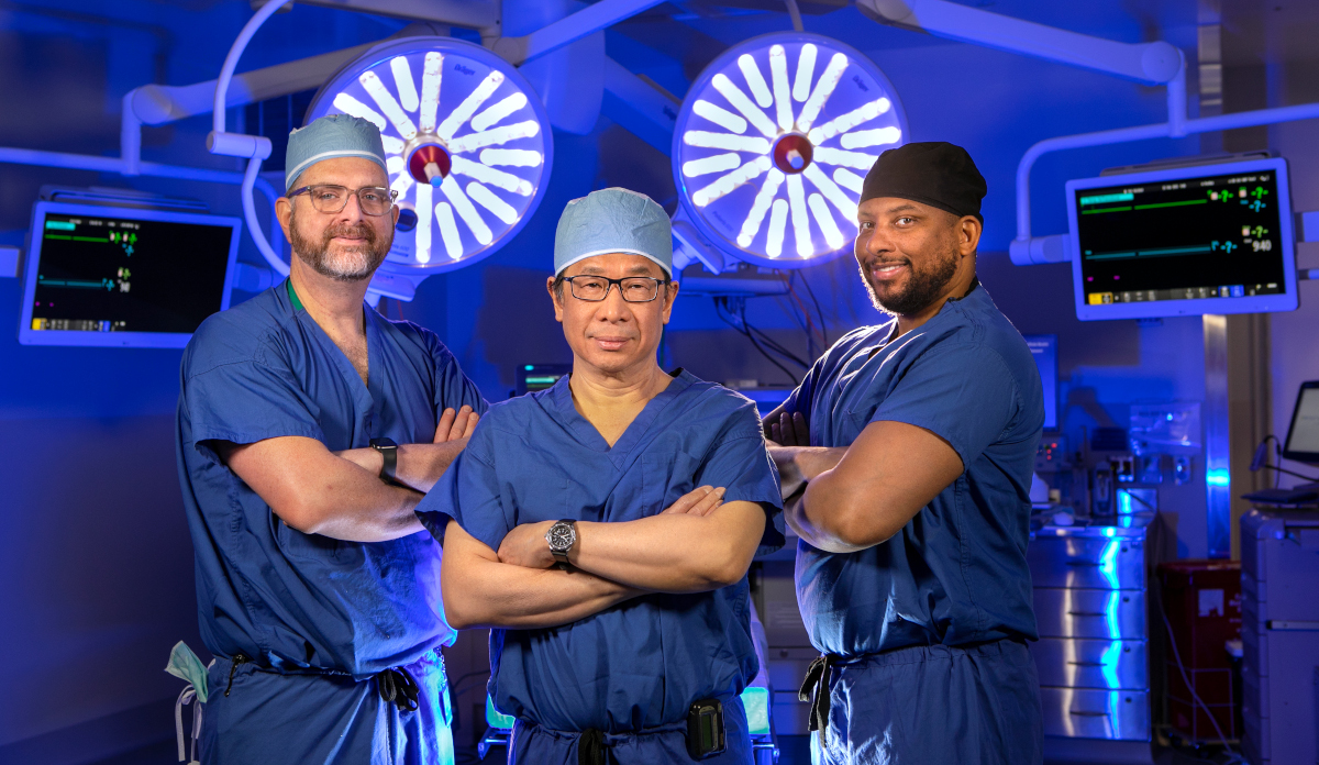 A portrait of Dr. Raymond Lynch, Dr. Johnny Hong and Dr. Thomas Butler