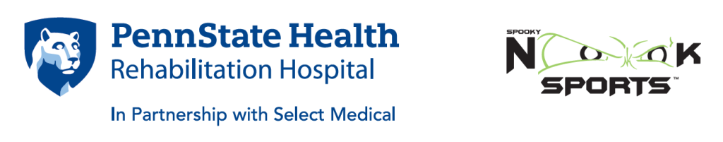 Penn State Health Rehabilitation Hospital logo and Spooky Nook Sports logo.