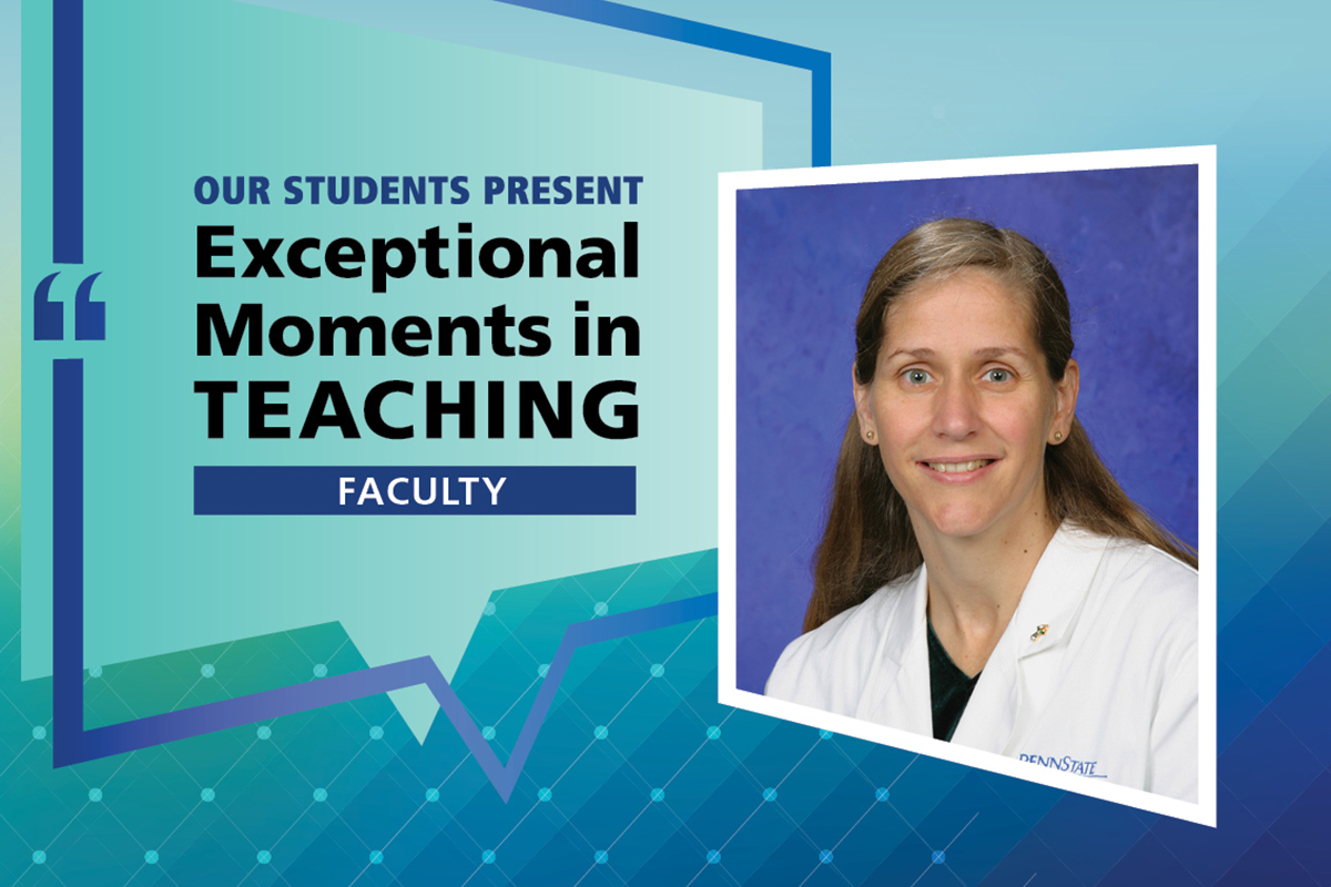 An image of Dr. Kimberly Harbaugh is pasted in a graphic next to the words Exceptional Moments in Teaching.