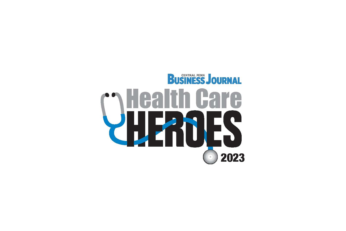 Central Penn Business Journal Health Care Heroes 2023 logo is shown with a stethoscope going through the “r” in “Heroes.”